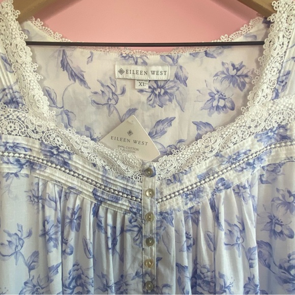 Eileen West Long Sleeve Ballet Nightgown, Periwinkle, XL - Picture 3 of 10